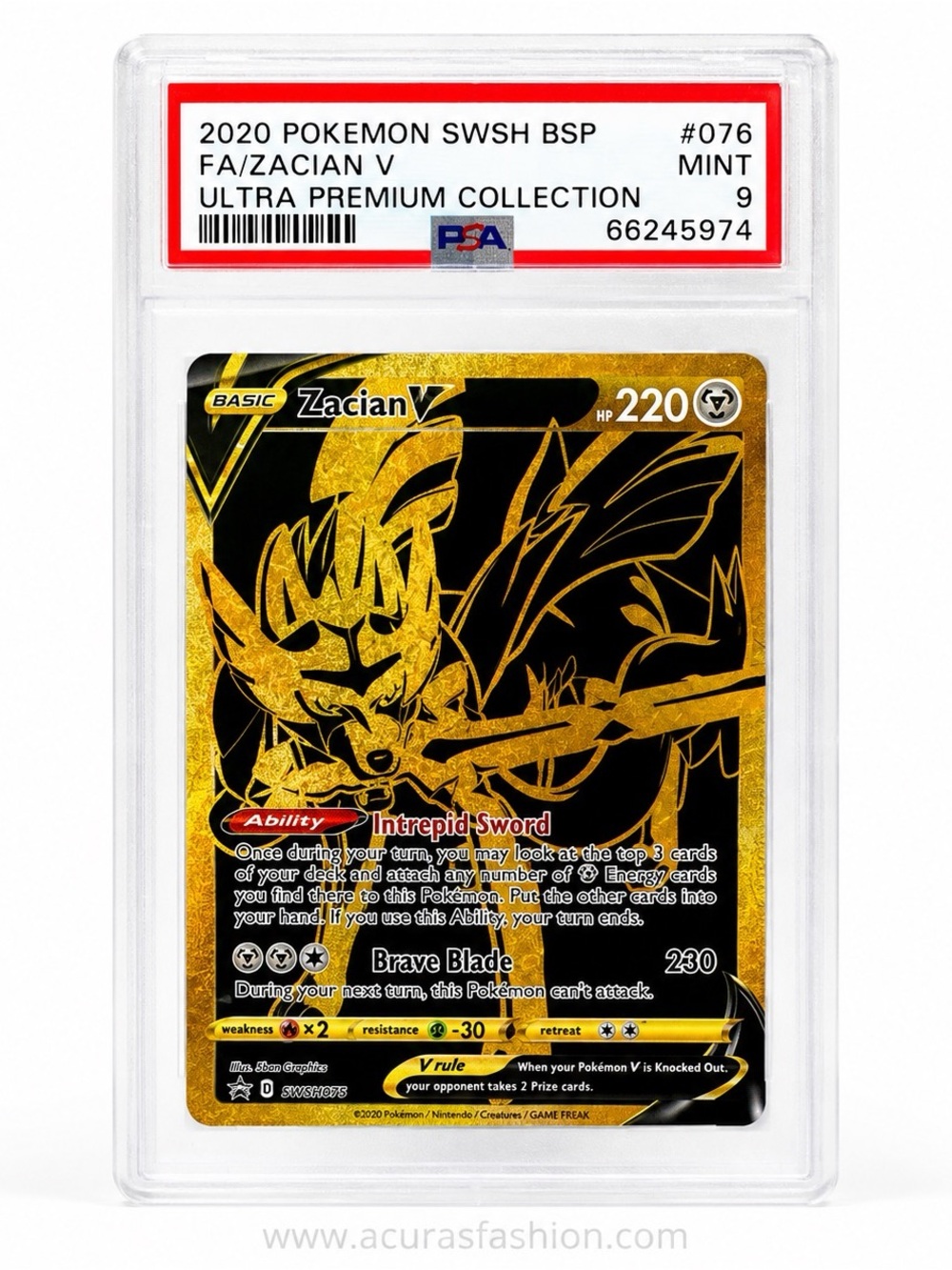 PSA 9 Mint Gold Zacian V SWSH076 Ultra Premium Promo
